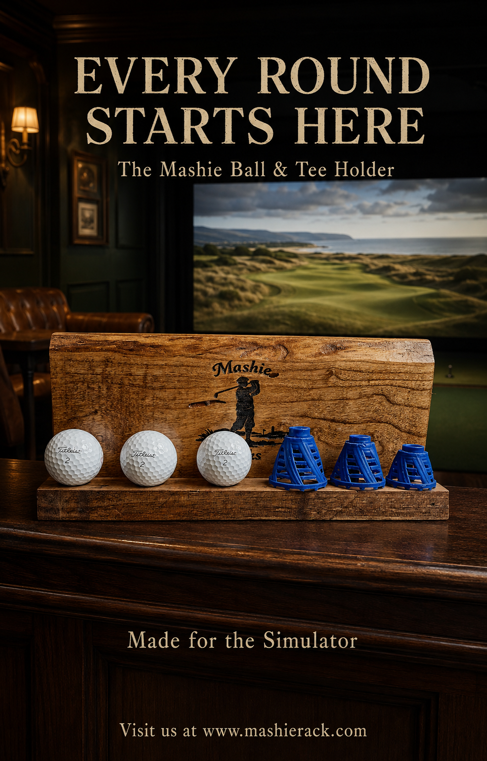Mashie Ball and Tee Organizer - Walnut