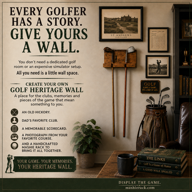 "⭐ LIMITED TIME SALE" Mashie Display w/ 2 Hickory Clubs - Cherry