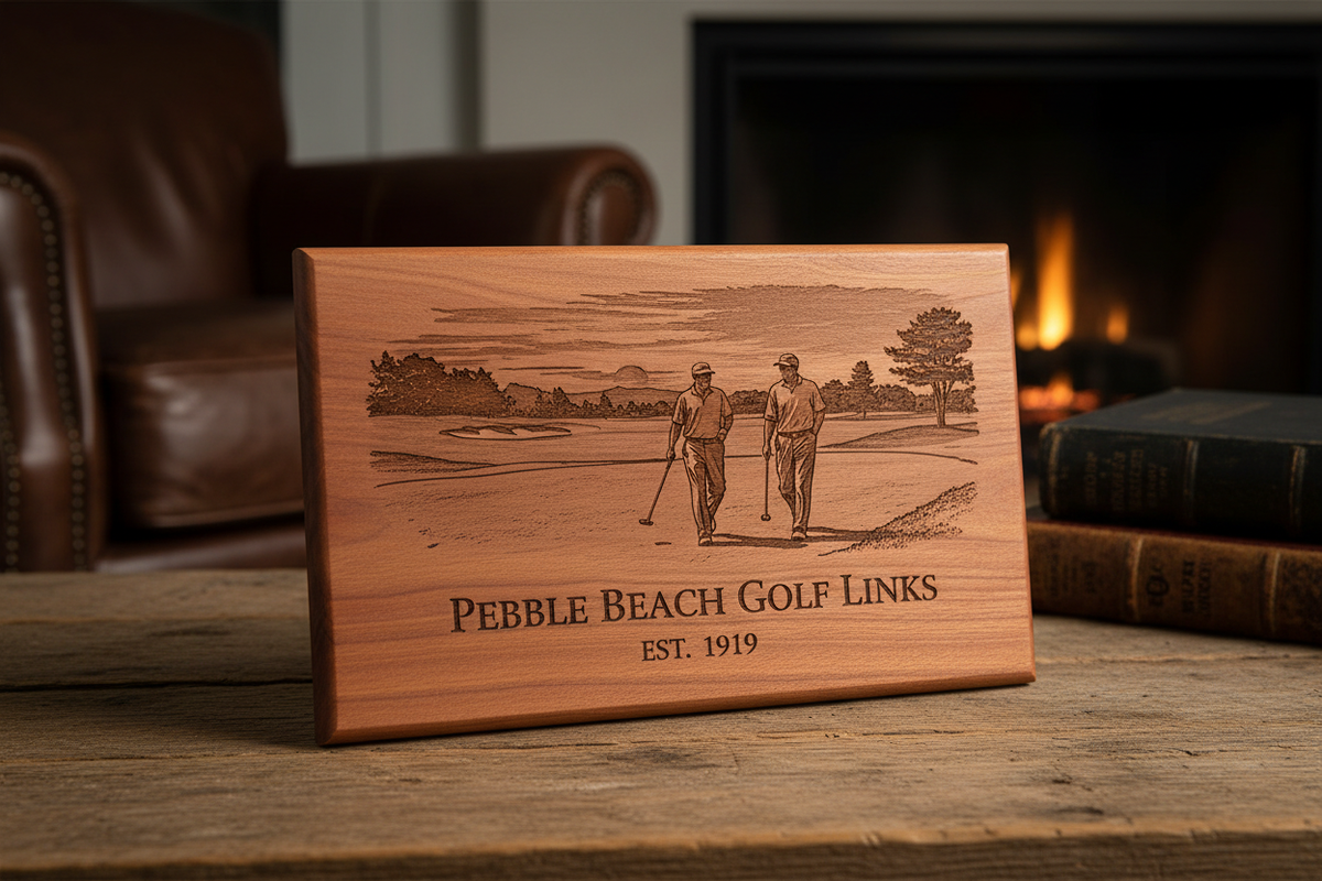 "⭐ LIMITED TIME SALE" Custom Laser-Engraved Golf Photo Plaque (8x10 Horizontal - Cherry)